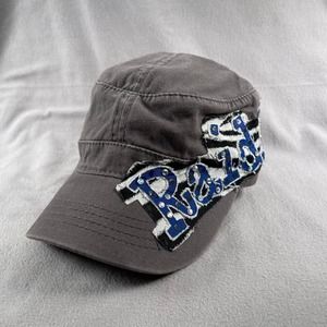 Raiders Hat Cap Womens Adjustable Gray Cadet Army Cap Rhinestones‎ Logo Patch